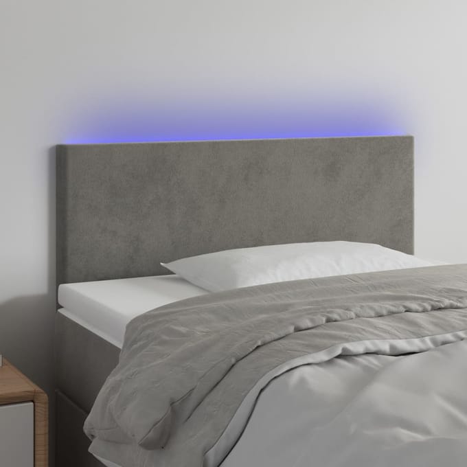 vidaXL - Hoofdbord - LED - 80x5x78/88 - cm - fluweel - lichtgrijs