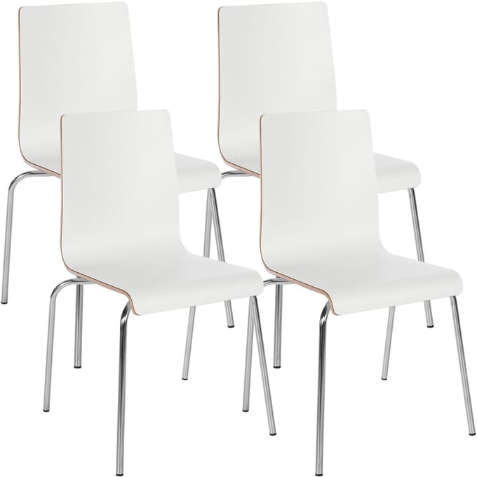 CLP Gahanna Vergaderstoel - Set van 4 - Stapelbaar - 150 kg - Hout/wit