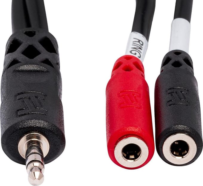 Hosa YMM-261 - 3.5mm jack man 2x 3.5mm jack vrouw - Zwart, Rood