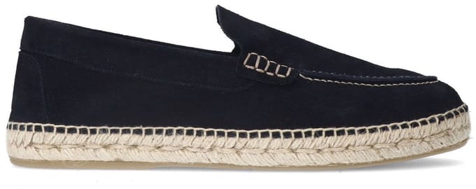 Manfield - Heren - Donkerblauwe suède espadrilles - Maat 41