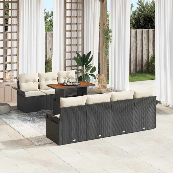 vidaXL - Tuinbank - Set - 8 - st - Zwart - en - crème