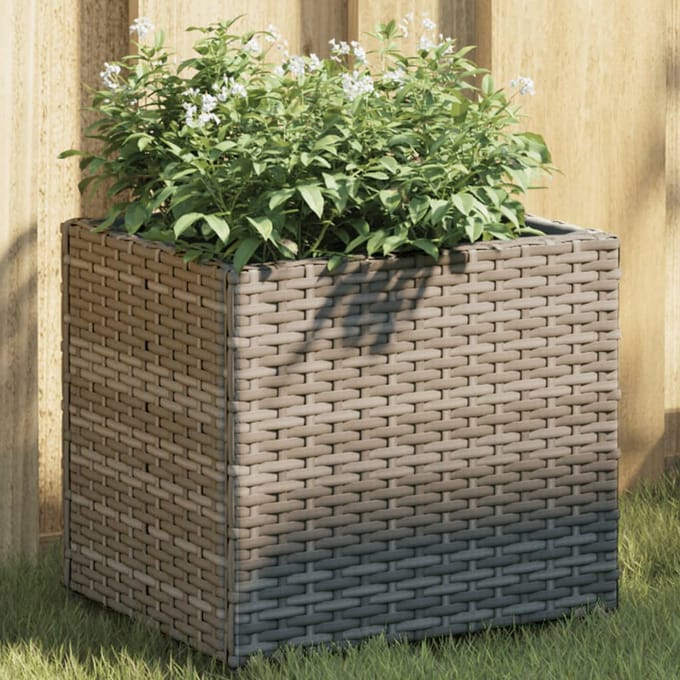 vidaXL - Plantenbak - 36x30x32 - cm - poly - rattan - grijs