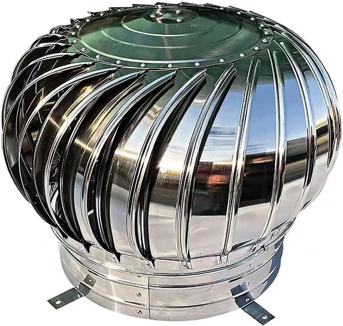 Dakventilator Turbine - Roterende Ventilator - Warmte Afvoeren - Zonder Motor - 300 mm - Zilver