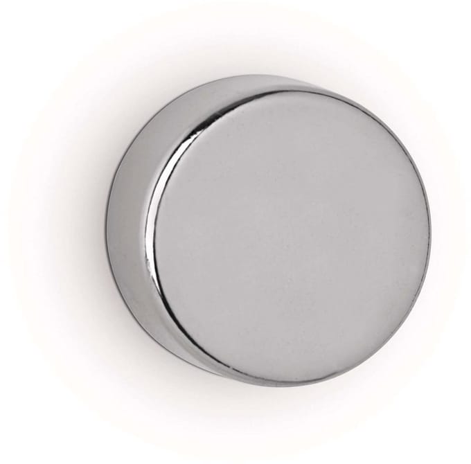 MAUL Magneet Neodymium - rond - zilver - metaal - 4 stuks - Ø 2 x 1 cm