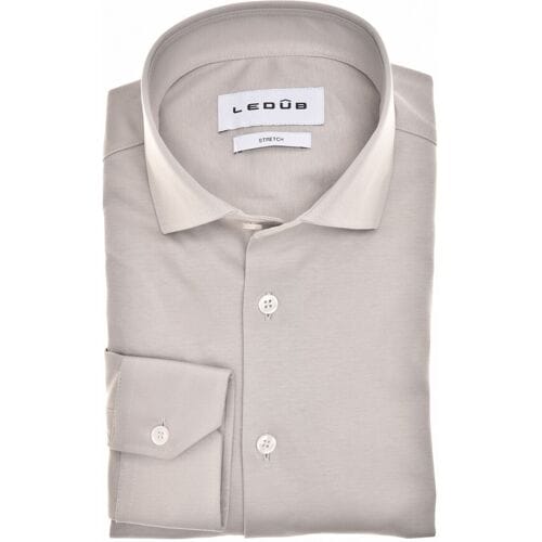 Ledûb Overhemd Uni Color Cotton Jersey Stretch Licht Grijs / male