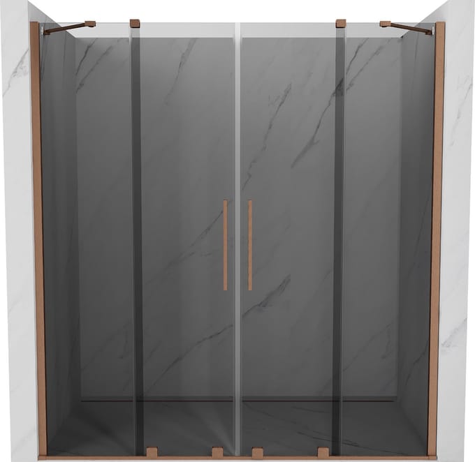 Mexen Velar Duo schuifdeur douche 200 , grafiet, geborsteld koper - 871-200-000-42-65