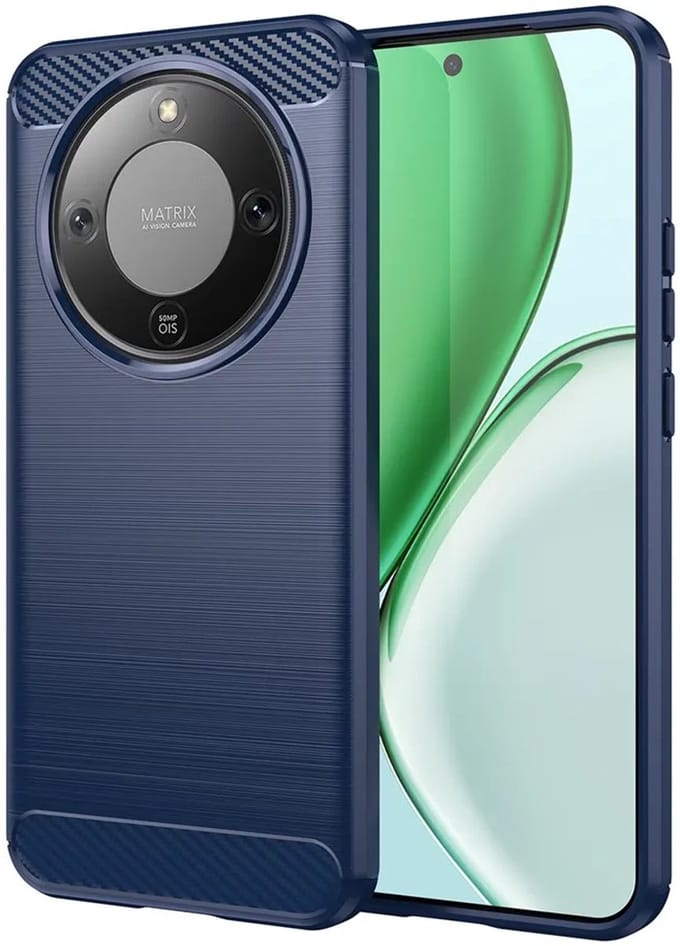 Hoesje geschikt voor HONOR Magic8 Lite - Techsuit Carbon Silicone Back Cover - Blauw