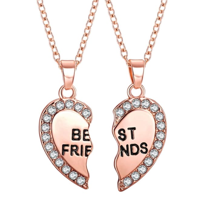 Fako Bijoux® - Vriendschapsketting - BFF Ketting - Gebroken Hart - Kristal - Goudkleurig