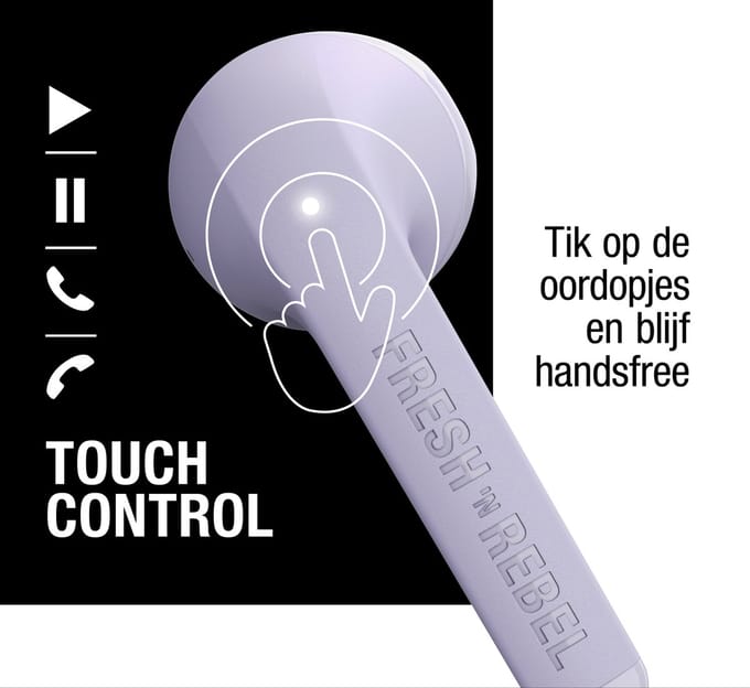 Fresh 'n Rebel Twins Core - Draadloze Bluetooth Oordopjes - Oortjes met 30 uur speelduur - Dreamy Lilac