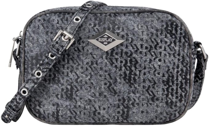 REPLAY schoudertas Crossbody Bag Washed Black + Black donkergrijs