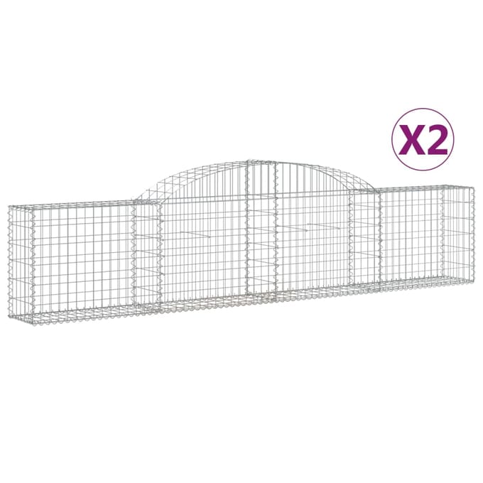 vidaXL - Schanskorven - 2 - st - gewelfd - 300x30x60/80 - cm - gegalvaniseerd - ijzer