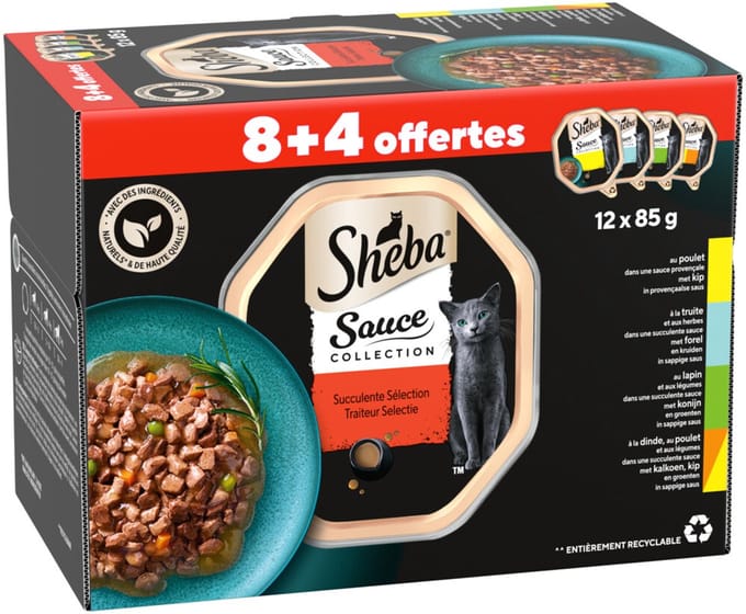 Sheba Kattenvoer Nat Sauce Collection Traiteur Selectie Multipack - 12x85 gr