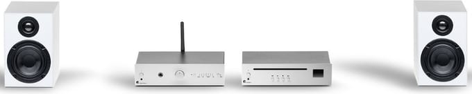 Pro-Ject True HiFi Stereo Set E CD - Complete HiFi Systeem - CD-Speler - Stereo Versterker - Twee Luidsprekers - Zilver/Zilver/Wit