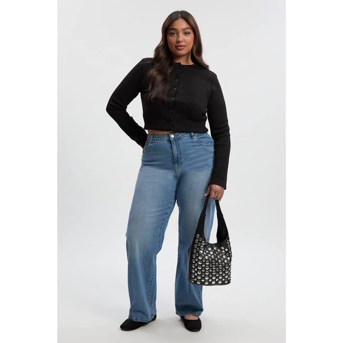 boohoo Dames Plus Basic Straight Leg Jeans | Light Wash | Maat: 26/30L