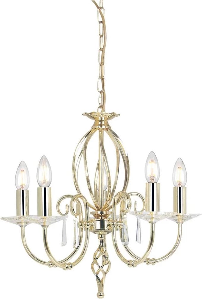 Elstead Lighting LED Kroonluchter | 5X E14 Max 60W | Dimbaar | Polished Brass