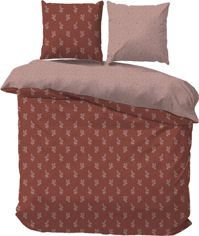 iSleep Dekbedovertrek Ingrid - Eenpersoons - 140x200/220 cm - Roodbruin