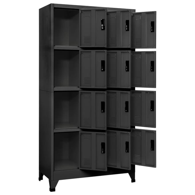 vidaXL - Lockerkast - 90x45x180 - cm - staal - antracietkleurig