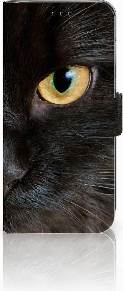 Huawei P20 Lite Telefoonhoesje met Pasjes Zwarte Kat