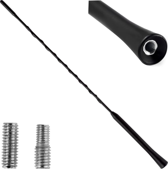 AMiO FM/AM Auto Antenne Mini Universeel met 5/6mm Adapter Zwart (41 cm)