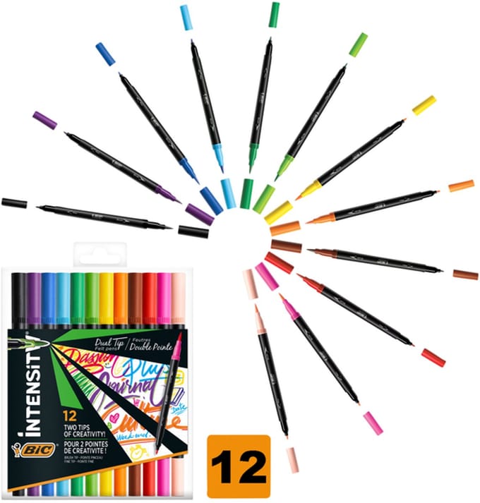 Kleurstift bic intensity dual-tip assorti | 6 stuks