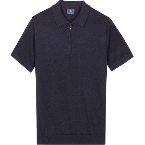Baileys Polo Zip Collar Jersey Knit Short Sleeve Navy / male