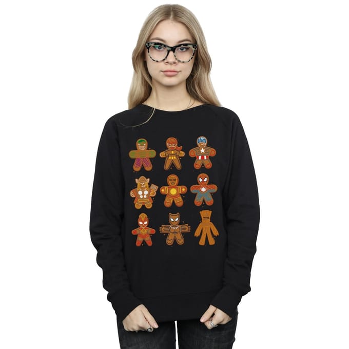 Marvel Dames/Dames Avengers Kerstmis Gingerbread Sweatshirt (Zwart)