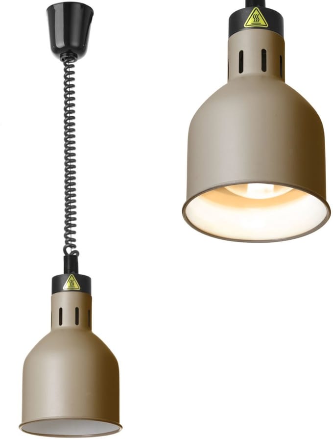HENDI Verstelbare warmtelamp - cilindrisch - aluminium - variabel snoer 70-150 cm - beige