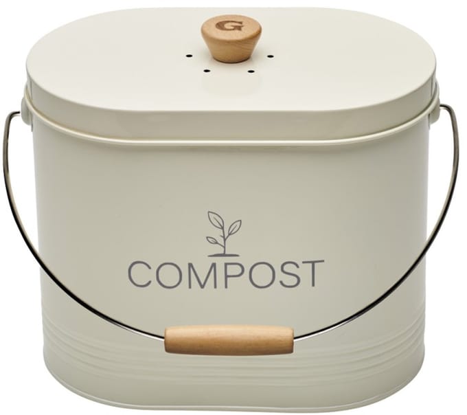 Guillouard Compostemmer – 7 L – Ovaal – Beige – Met Deksel en Koolstoffilter – Keukencompost