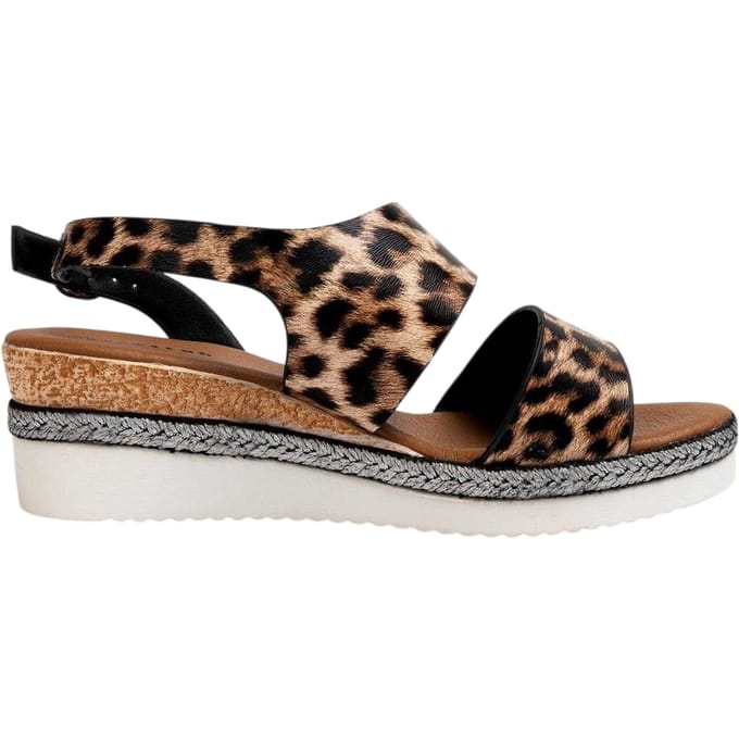 Firetrap Dames Ella Backstrap Wedge Sandalen (Leopard)