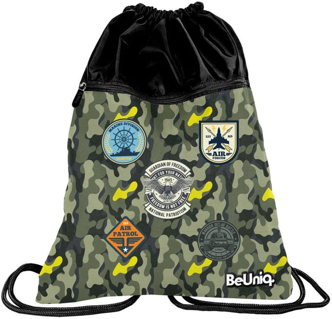 BeUniq Gymbag Military - 47 x 37 cm - Groen