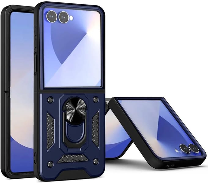 Hoesje geschikt voor Samsung Galaxy Z Flip 7 - Techsuit Camshield Back Cover - Blauw