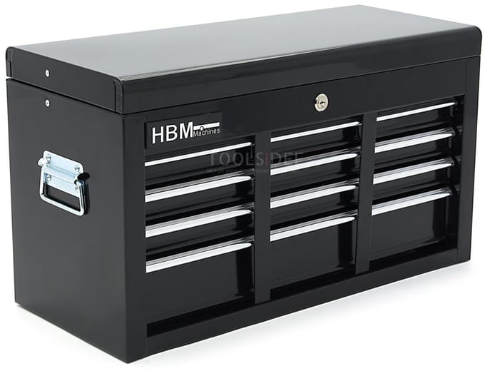 HBM opzetkast zwart model 2, 6 laden, gevuld, 60 x 26 x 34 cm