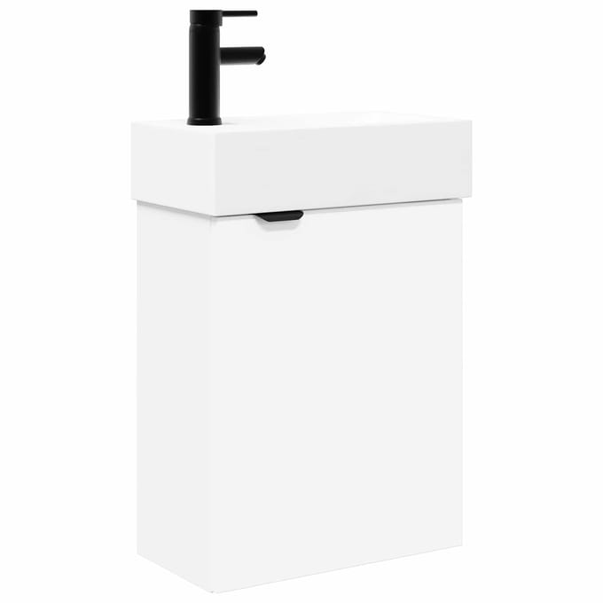 vidaXL - Badkamermeubel - met - kraan - Wit - 45,5 - x - 22,5 - x - 84 - cm