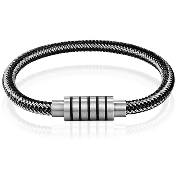 Heren armband Leer Edelstaal Magnetische sluiting - 19cm