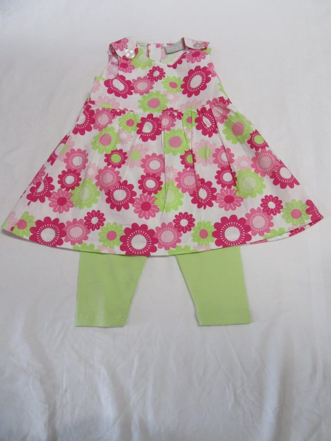 wiplala , kledingsetje , kleedje + legging , gebloemd ,  9 maand  74
