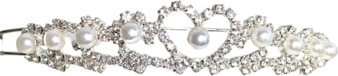 Haar versiering diadeem hartje strass met synthetische pareltjes - Charme Bijoux
