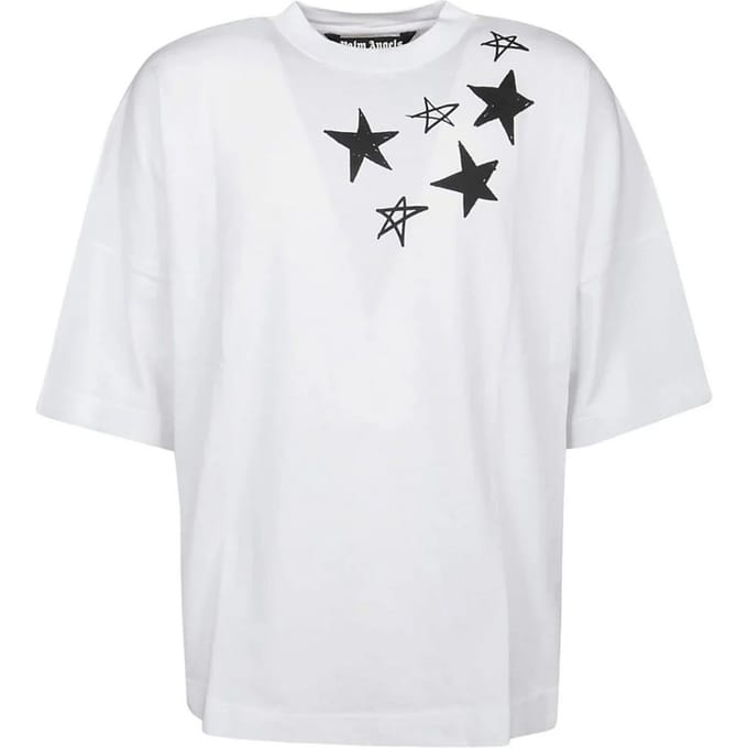 Palm Angels Heren Shooting Star Logo Oversized T-Shirt (Wit)