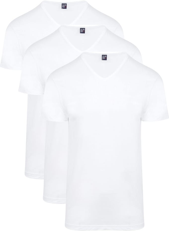 Alan Red Vermont T-Shirt V-Hals Wit 3 pack - T-shirt basis