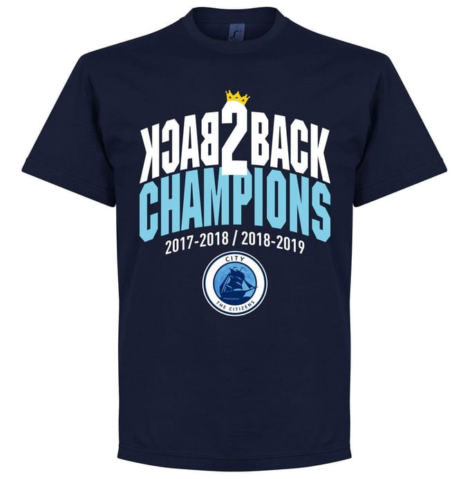 City Back to Back Champions T-Shirt - Navy - 4XL