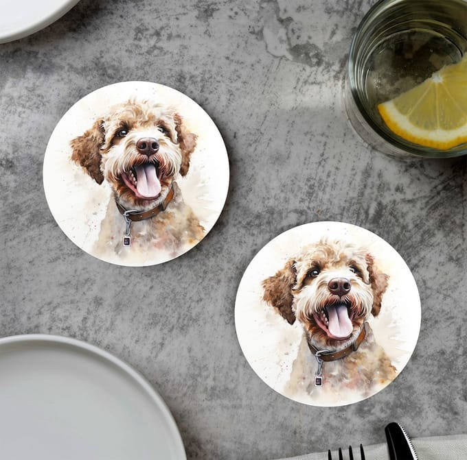 GR onderzetters voor glazen - Waterpaint Dog Doodle - Vinyl - 6st