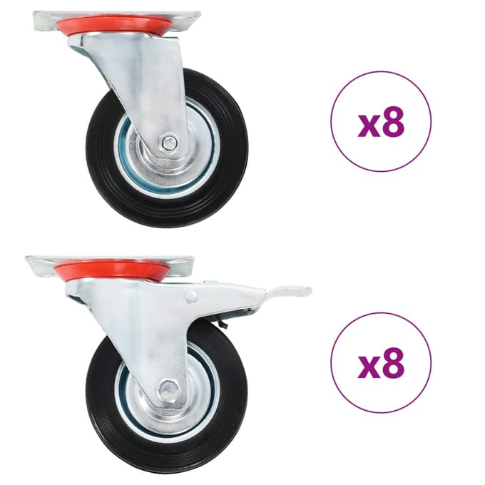 vidaXL 16 st Zwenkwielen 100 mm
