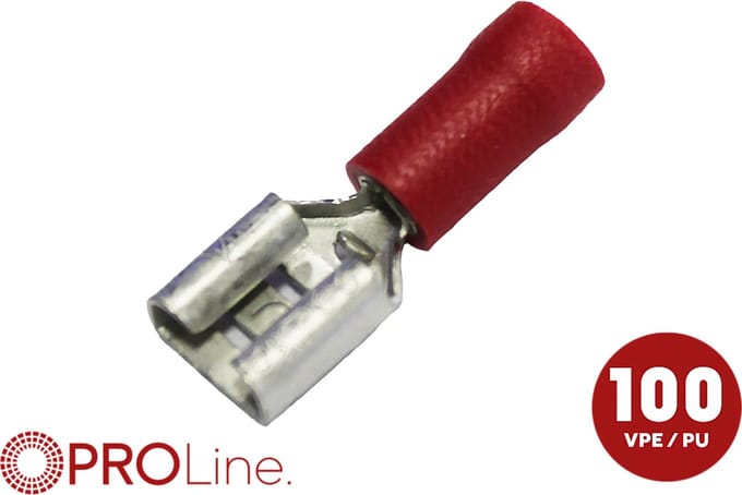 Kabelschoen 6.3x0.8 rood in blister (100stuks) ACV PROLine
