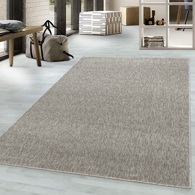 Kortpolig binnenkleed, 4 mm hoog, glanzend gemarmerd effect, beige 120x170 cm