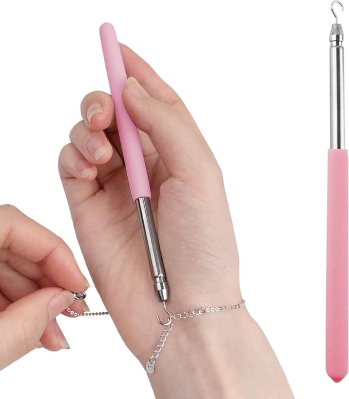 Sieraden Hulp Tool voor Het Bevestigen van Armbanden en Broches met Parels (Roze)