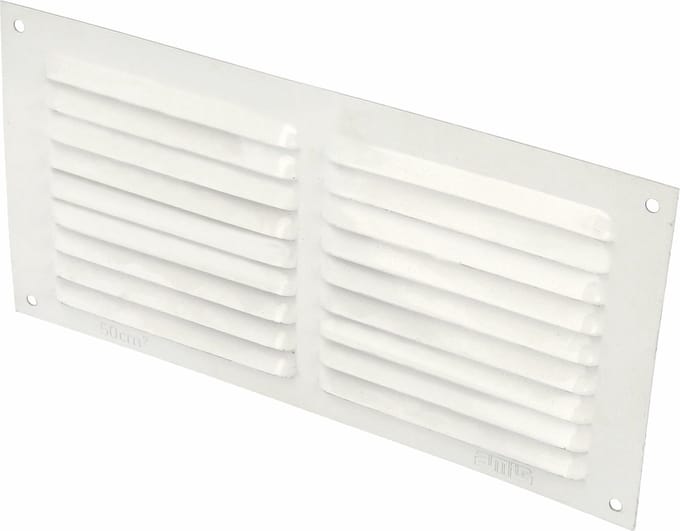 AMIG Ventilatierooster/muurrooster - 100 x 200mm - aluminium - wit - schoepenrooster