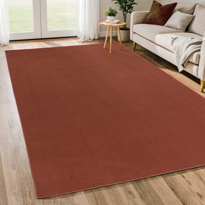 Relax Samba - Wasbaar Effen Vloerkleed - Uni Tapijt - Terra- 80x150 CM