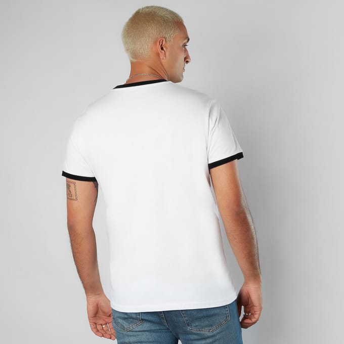 MTV Unisex Ringer T-Shirt - Wit - L