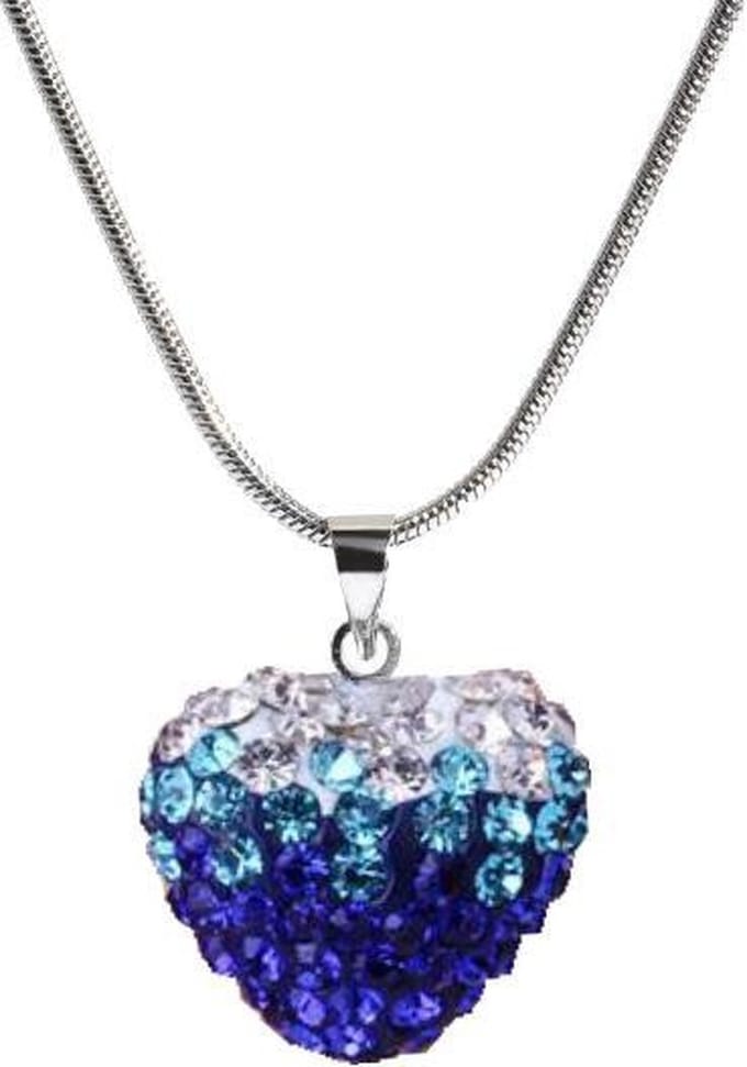 Fako Bijoux® - Ketting - Disco Dots - Hart Duo - Donkerblauw