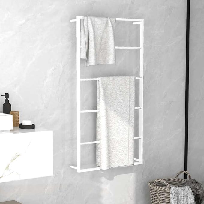 vidaXL - Handdoekenrek - wit - 60x10x116 - cm - staal