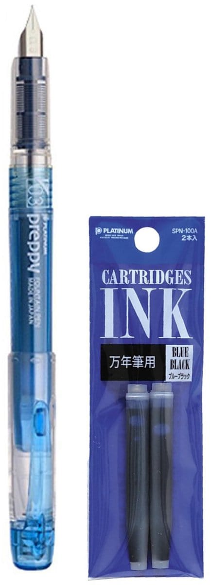 Platinum - Preppy Fountain pen Japan - Fine - 0,5 - BLAUW - vullingen DONKERBLAUW